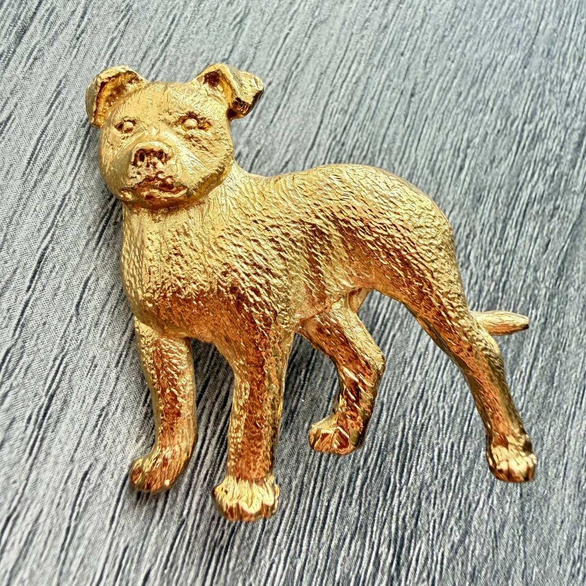 Staffordshire Bull Terrier Brooch - Gold Plate | Alden Arts