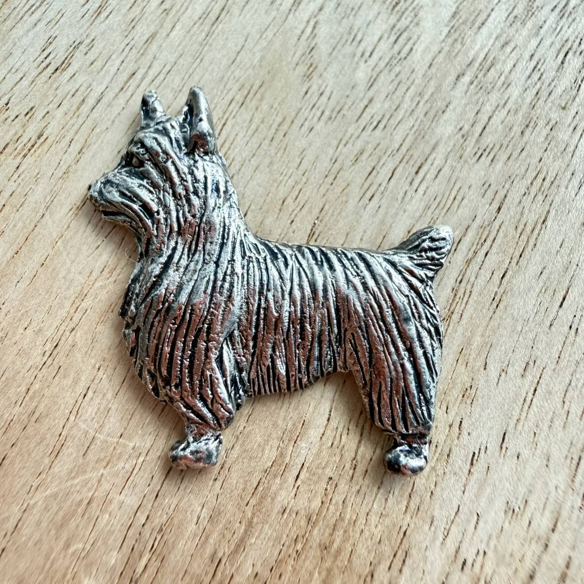 Australian Silky Terrier Brooch - Nickel Silver | Alden Arts