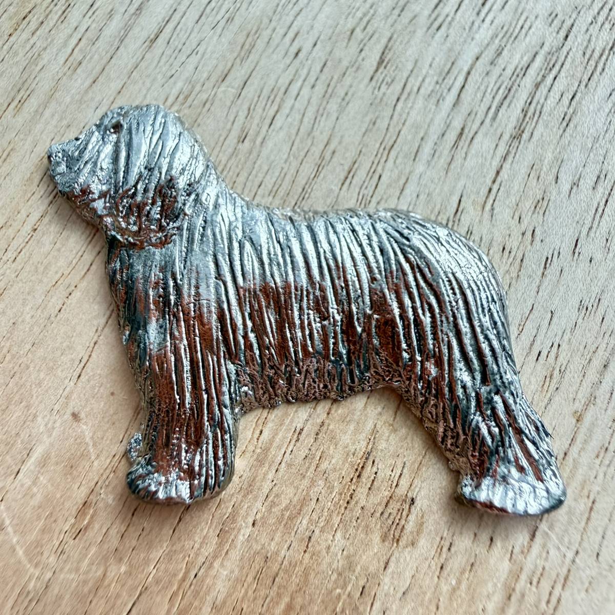 Bearded Collie Brooch - Nickel Silver | Alden Arts