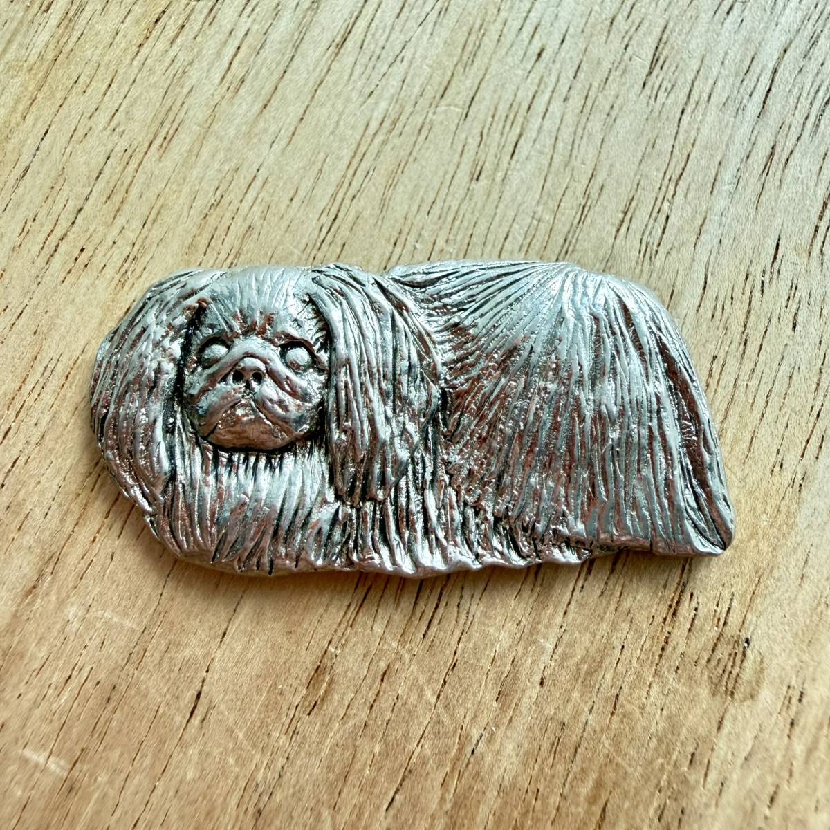 Pekingese Brooch - Nickel Silver | Alden Arts