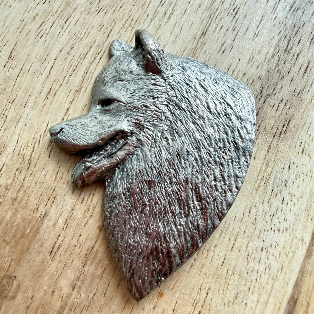 Samoyed Brooch - Nickel Silver | Alden Arts