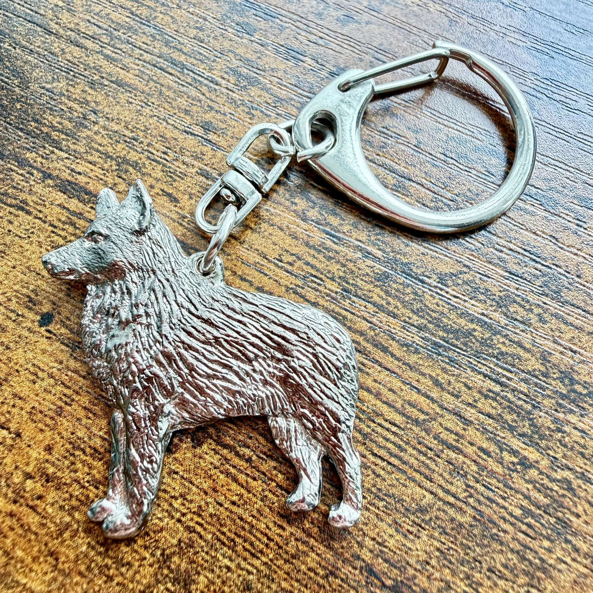 Belgian Shepherd Keyring | Nickel Silver | Alden Arts