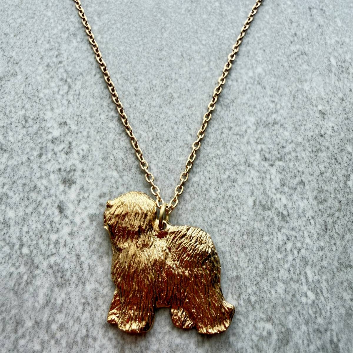 Old English Sheepdog Show Cut Pendant | Gold Plate | Alden Arts