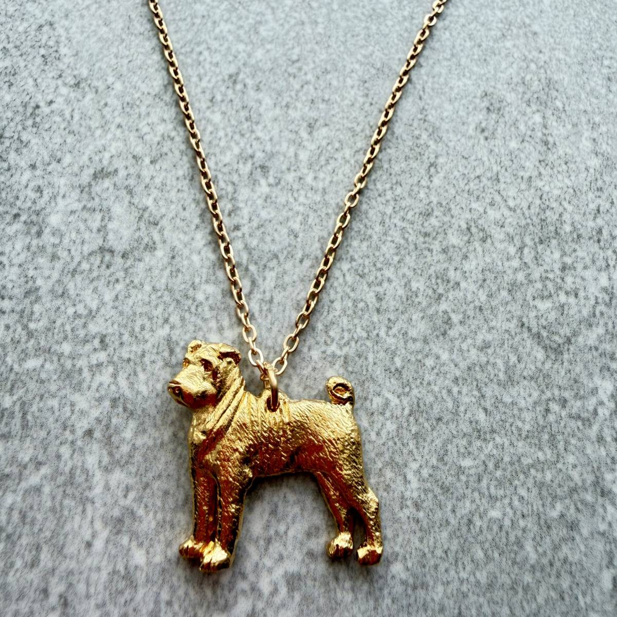Shar Pei Pendant | Gold Plate | Alden Arts