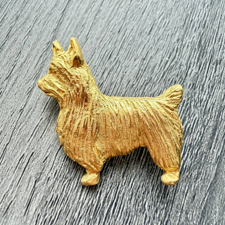 Australian Silky Terrier Brooch - Gold Plate | Alden Arts