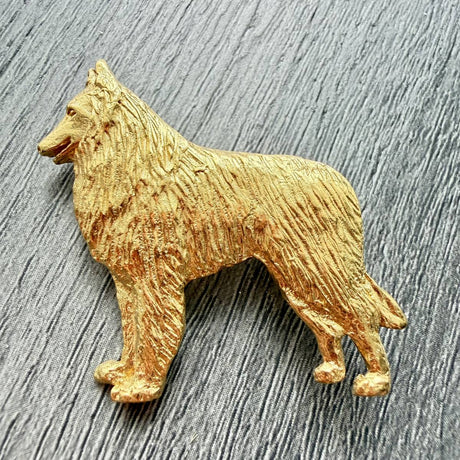 Belgian Shepherd Brooch - Gold Plate | Alden Arts