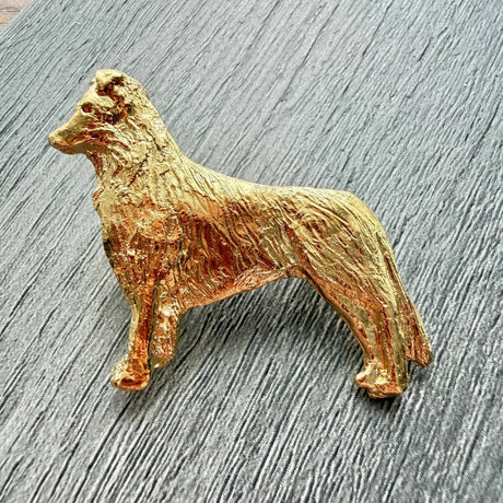 Border Collie Brooch - Gold Plate | Alden Arts