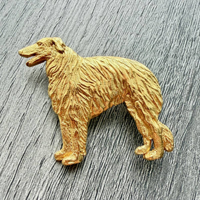 Borzoi Brooch - Gold Plate | Alden Arts