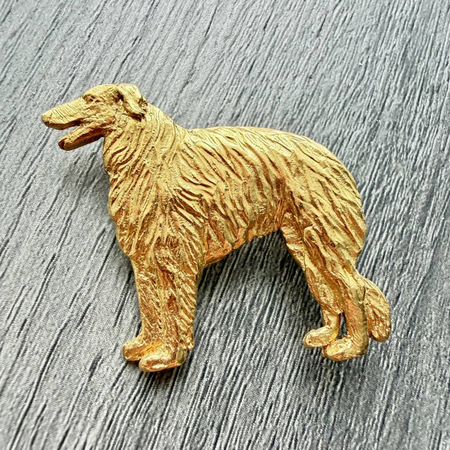 Borzoi Brooch - Gold Plate | Alden Arts