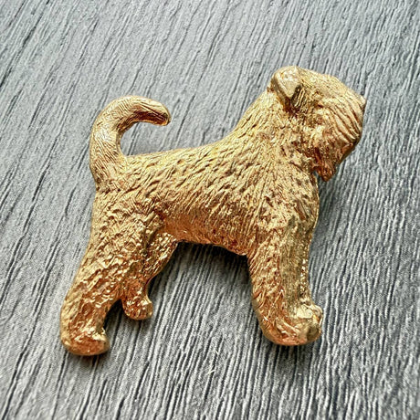 Black Russian Terrier Brooch - Gold Plate | Alden Arts
