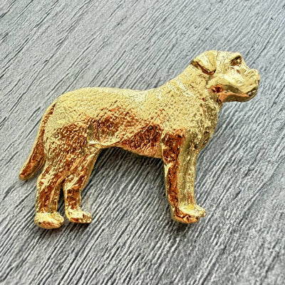 Bull Mastiff Brooch - Gold Plate | Alden Arts
