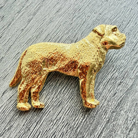 Bull Mastiff Brooch - Gold Plate | Alden Arts