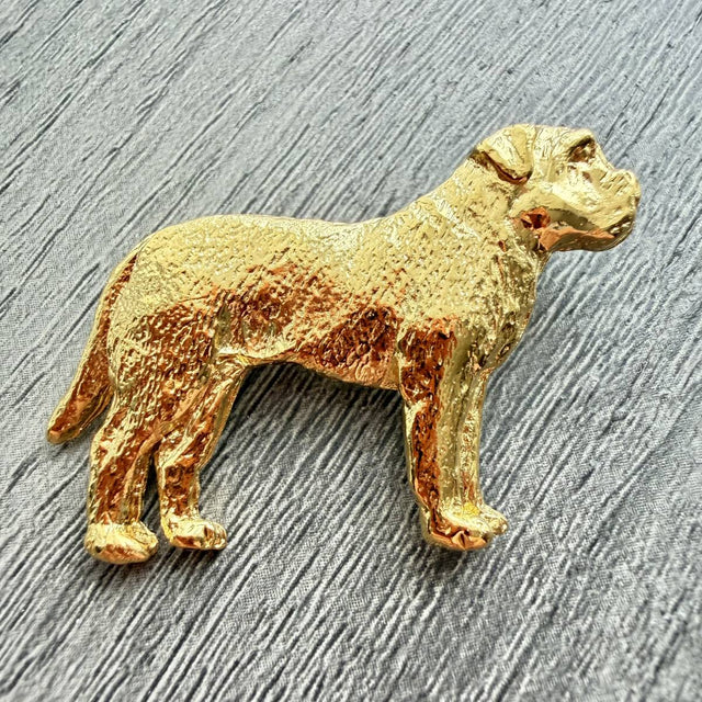 Bull Mastiff Brooch - Gold Plate | Alden Arts
