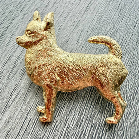 Chihuahua Smooth Hair Brooch - Gold Plate | Alden Arts