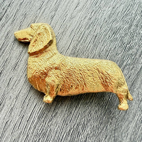 Dachshund Smooth Hair Brooch - Gold Plate | Alden Arts