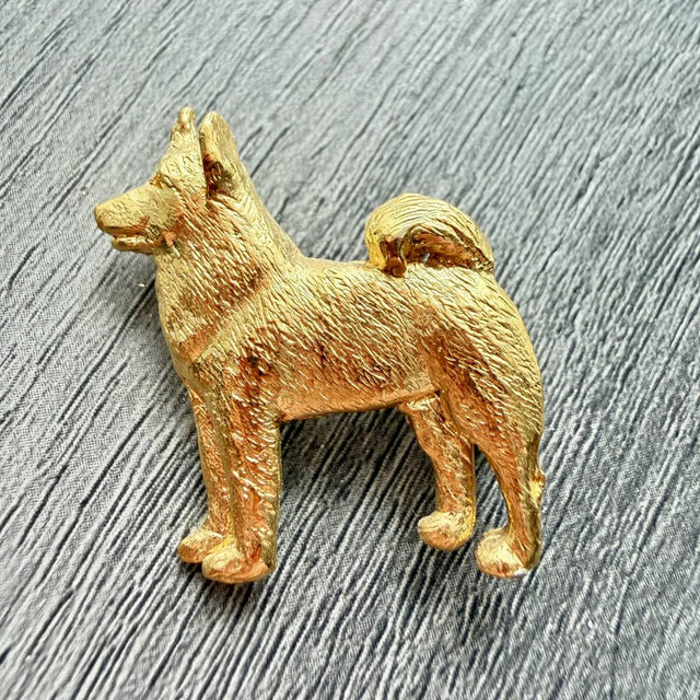 Elkhound Brooch - Gold Plate | Alden Arts