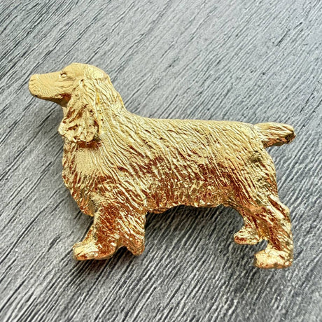 Field Spaniel Brooch - Gold Plate | Alden Arts