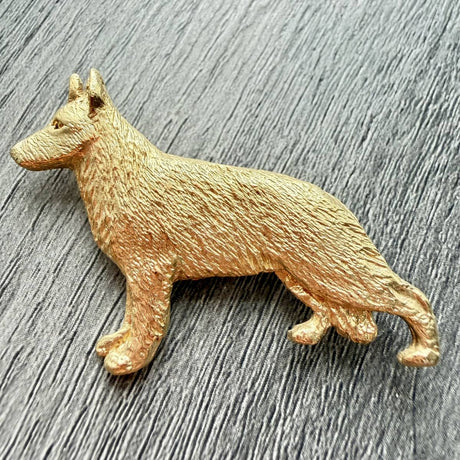 German Shepherd Brooch - Gold Plate | Alden Arts