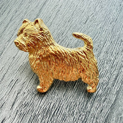 Norwich Terrier Brooch - Gold Plate | Alden Arts