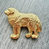 Pyrenean Mountain Dog Brooch - Gold Plate | Alden Arts