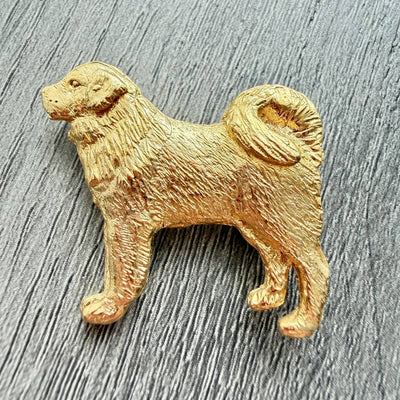 Tibetan Mastiff Brooch - Gold Plate | Alden Arts