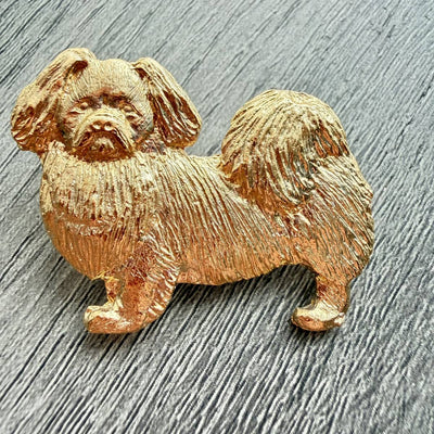 Tibetan Spaniel Brooch - Gold Plate | Alden Arts