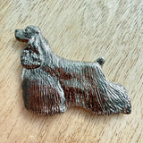 American Cocker Brooch - Nickel Silver | Alden Arts