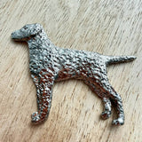 Curly Coated Retriever Brooch - Nickel Silver | Alden Arts