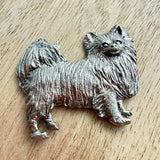 Chihuahua Long Hair Brooch - Nickel Silver | Alden Arts
