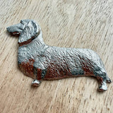 Dachshund Smooth Hair Brooch - Nickel Silver | Alden Arts