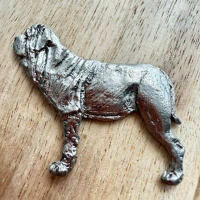 Neapolitan Mastiff Brooch - Nickel Silver | Alden Arts