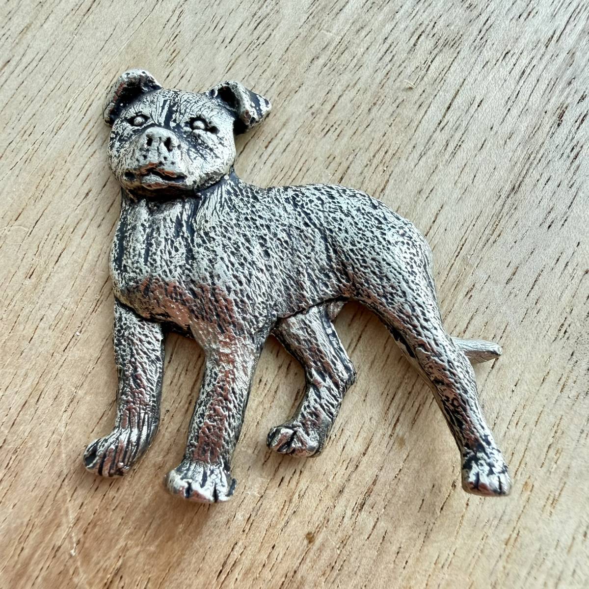 Staffordshire Bull Terrier Brooch - Nickel Silver | Alden Arts
