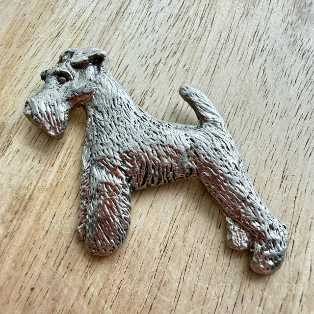 Wire Haired Terrier Brooch - Nickel Silver | Alden Arts