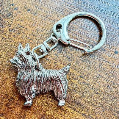 Australian Silky Terrier Keyring | Nickel Silver | Alden Arts