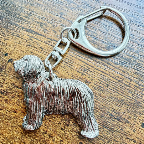 Bearded Collie Keyring | Nickel Silver | Alden Arts