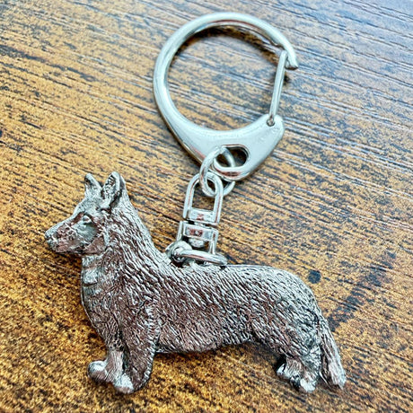 Corgi Cardigan Keyring | Nickel Silver | Alden Arts