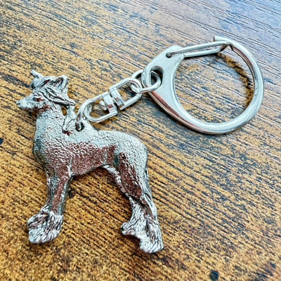 Chinese Crested Keyring | Nickel Silver | Alden Arts