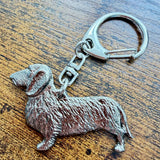 Dachshund Wire Hair Keyring | Nickel Silver | Alden Arts