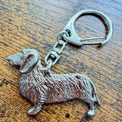 Dachshund Wire Hair Keyring | Nickel Silver | Alden Arts