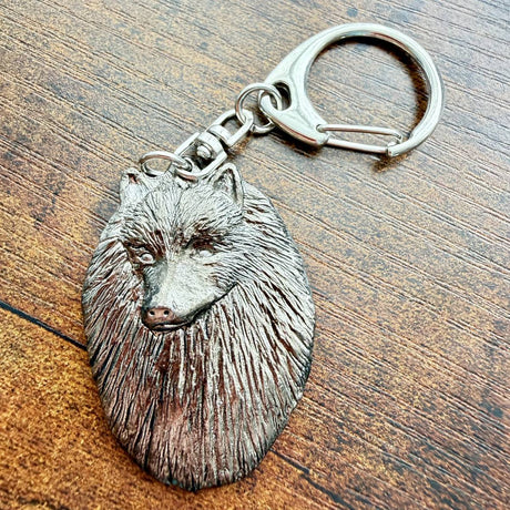 Keeshond Keyring | Nickel Silver | Alden Arts