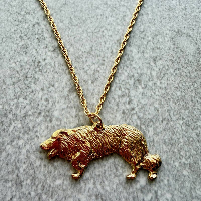 Border Collie Pendant | Gold Plate | Alden Arts