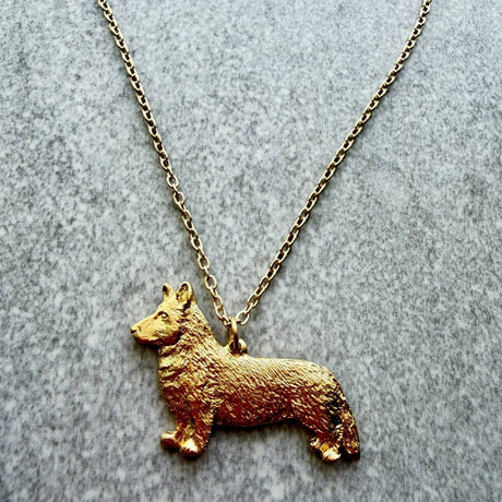Corgi Cardigan Pendant | Gold Plate | Alden Arts