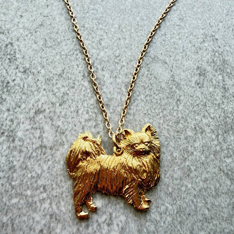 Chihuahua Long Hair Pendant | Gold Plate | Alden Arts