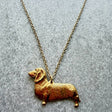 Dachshund Smooth Hair Pendant | Gold Plate | Alden Arts