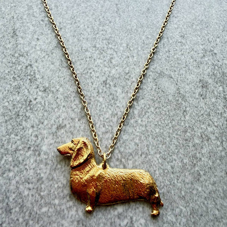 Dachshund Smooth Hair Pendant | Gold Plate | Alden Arts