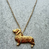 Dachshund Wire Hair Pendant | Gold Plate | Alden Arts