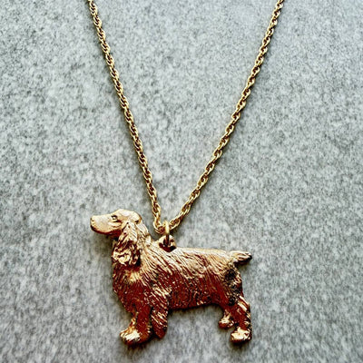Field Spaniel Pendant | Gold Plate | Alden Arts