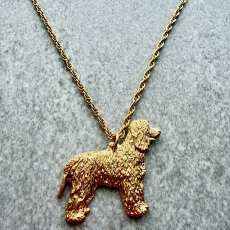 Irish Water Spaniel Pendant | Gold Plate | Alden Arts