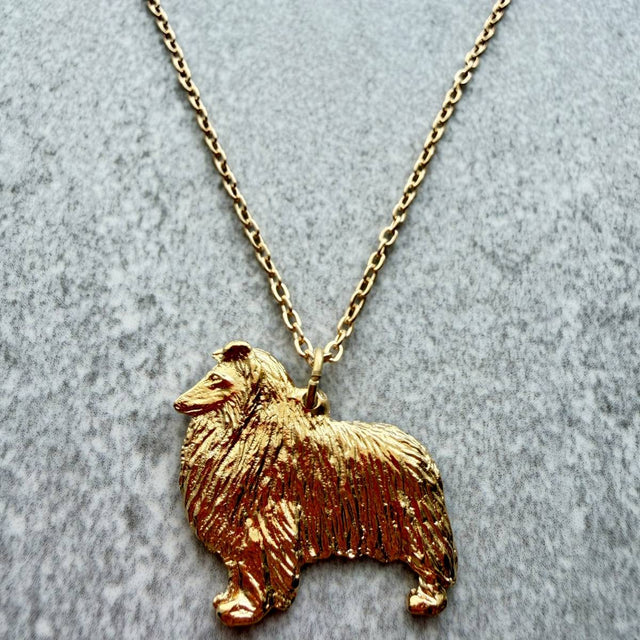 Rough Collie Pendant | Gold Plate | Alden Arts