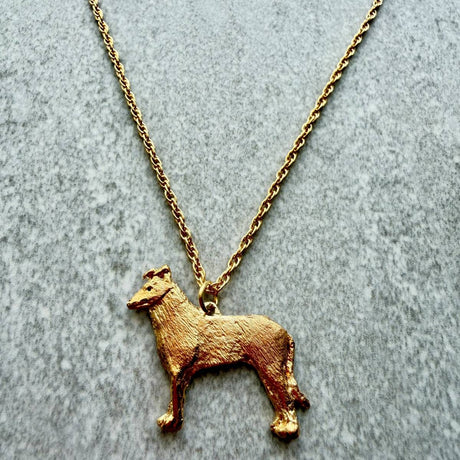 Smooth Collie Pendant | Gold Plate | Alden Arts
